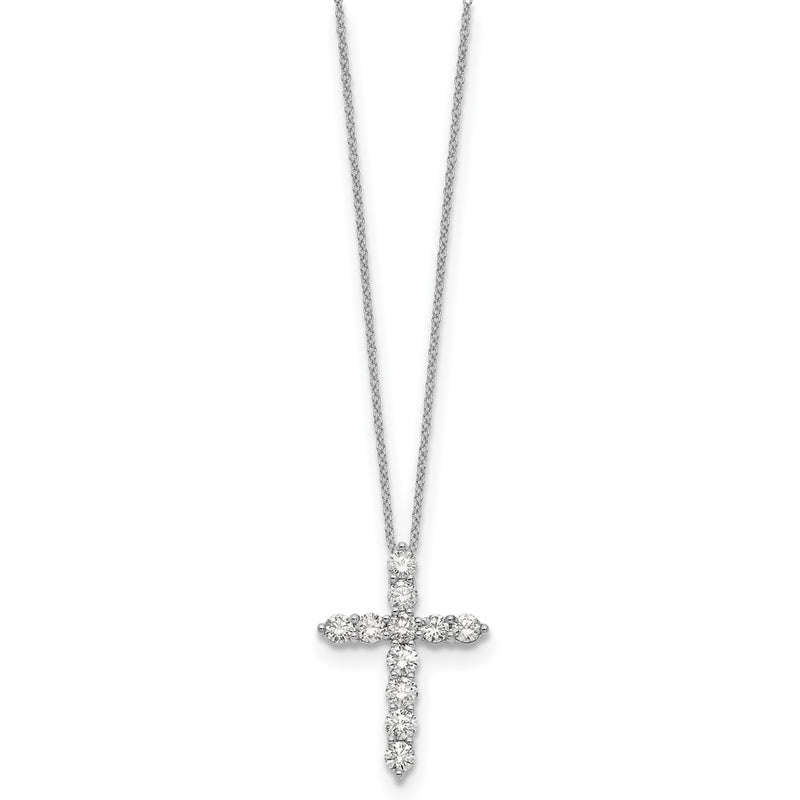 14k White Gold Real Diamond Cross Pendant