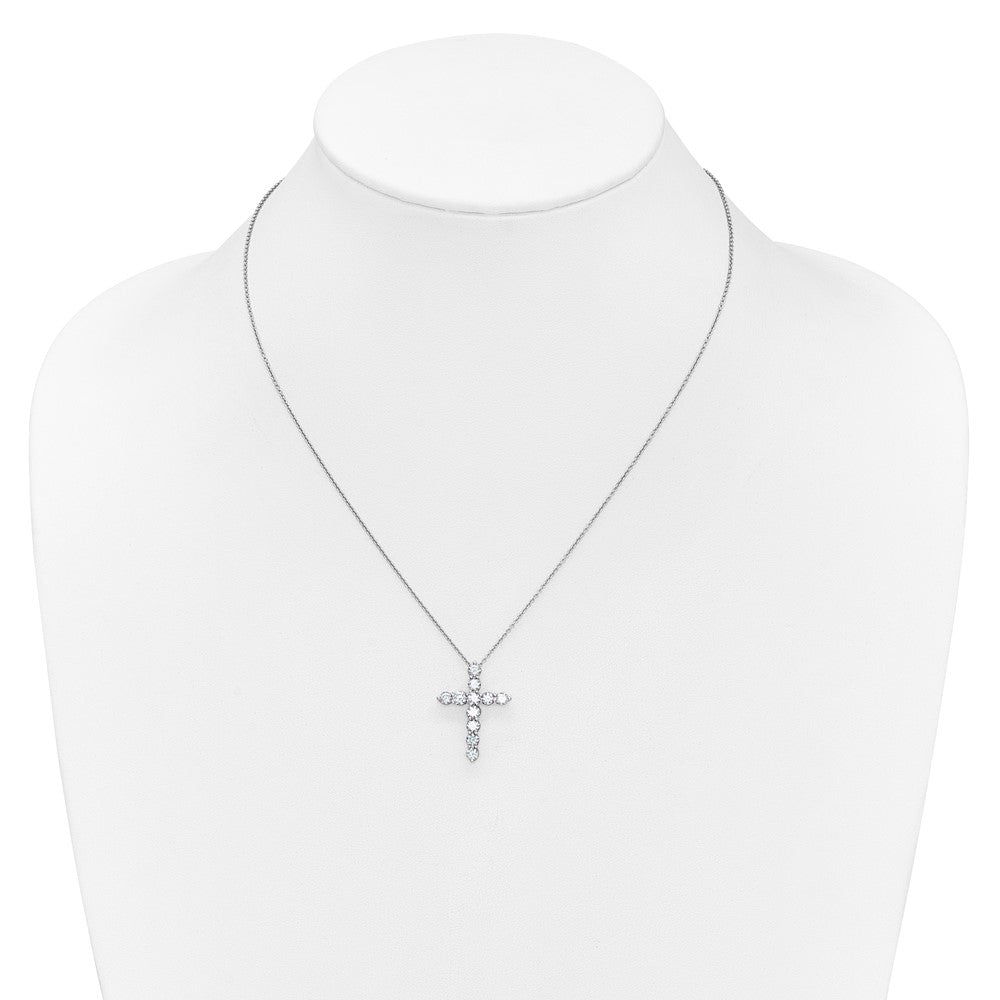 14k White Gold Real Diamond Cross Pendant