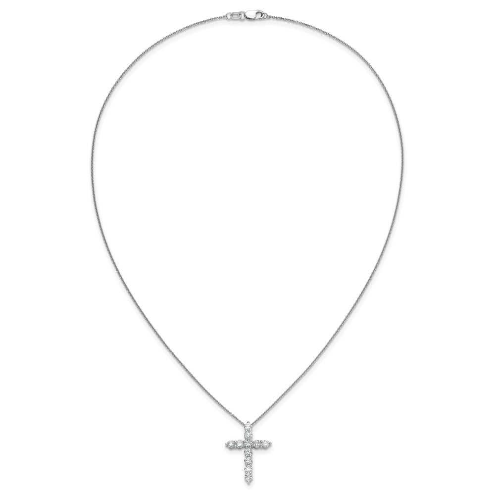 14k White Gold Real Diamond Cross Pendant