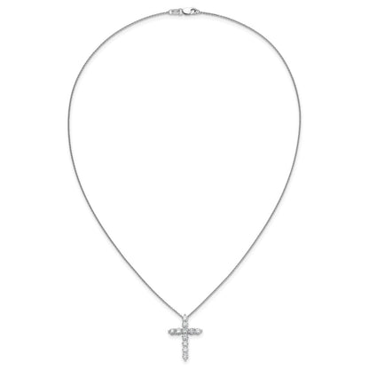 14k White Gold Real Diamond Cross Pendant