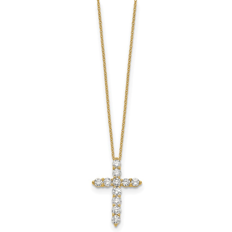 14K Yellow Gold True Origin 1 1/2 Carat Lab Grown Diamond Vs Def 18 Inch Cross Pendant Necklace