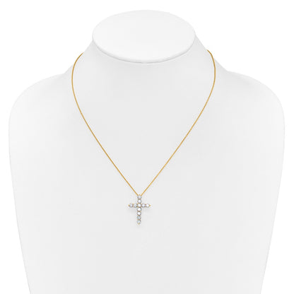 14K Yellow Gold True Origin 1 1/2 Carat Lab Grown Diamond Vs Def 18 Inch Cross Pendant Necklace