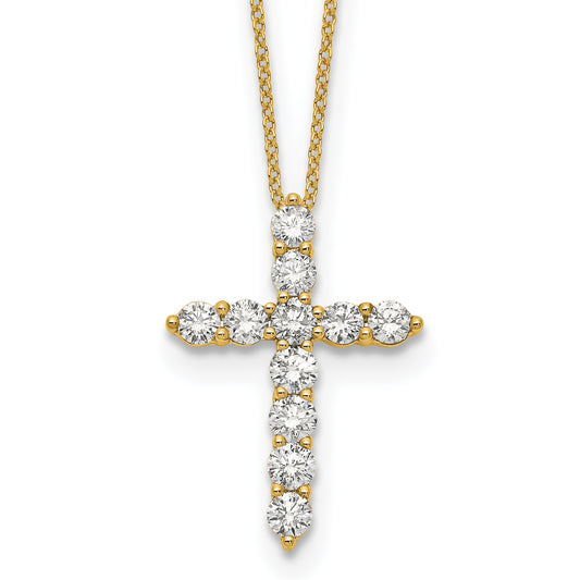 14K Yellow Gold True Origin 1 1/2 Carat Lab Grown Diamond Vs Def 18 Inch Cross Pendant Necklace
