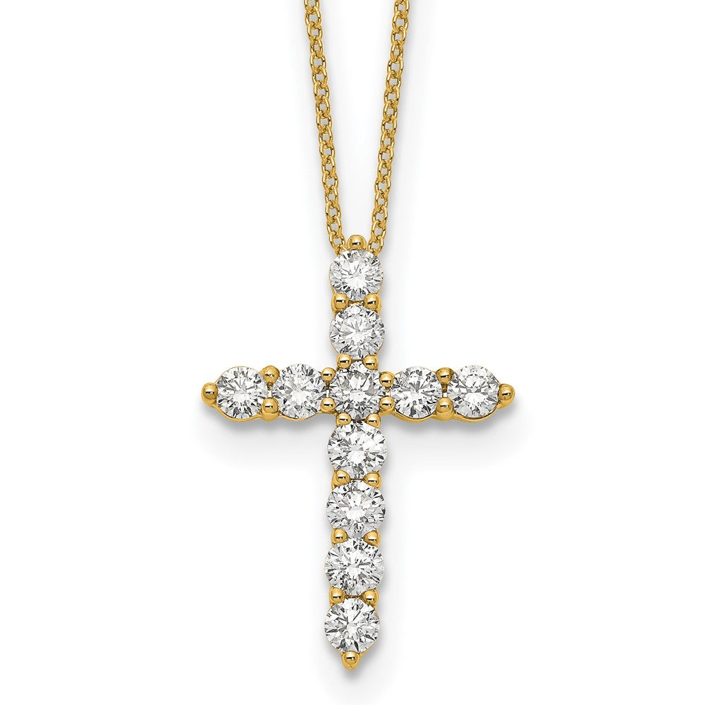 14K Yellow Gold True Origin 1 1/2 Carat Lab Grown Diamond Vs Def 18 Inch Cross Pendant Necklace