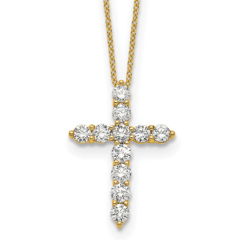 14K Yellow Gold True Origin 1 1/2 Carat Lab Grown Diamond Vs Def 18 Inch Cross Pendant Necklace