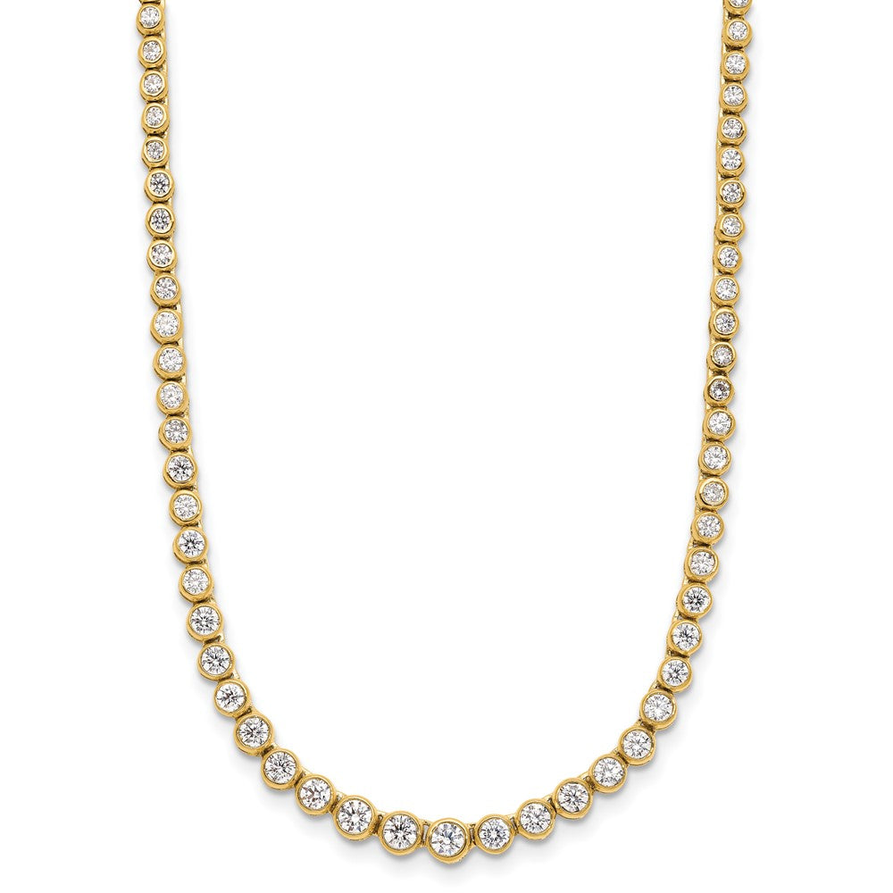 14k Yellow Gold 3 Ct. Lab Grown Diamond VS/SI+ G+ 16 inch with a 2 inch extension Graduated Bezel Set Tennis Necklace