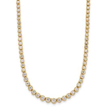 14k Yellow Gold 3 Ct. Lab Grown Diamond VS/SI+ G+ 16 inch with a 2 inch extension Graduated Bezel Set Tennis Necklace