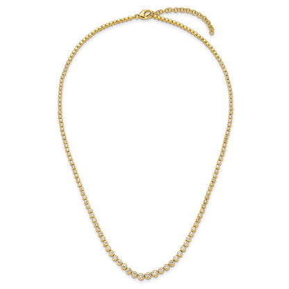 14k Yellow Gold 3 Ct. Lab Grown Diamond VS/SI+ G+ 16 inch with a 2 inch extension Graduated Bezel Set Tennis Necklace