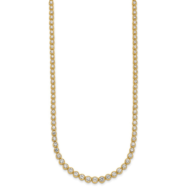 14k Yellow Gold 5 Ct. Lab Grown Diamond VS/SI+ G+ 16 inch with a 2 inch extension Graduated Bezel Set Tennis Necklace