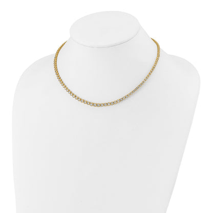14k Yellow Gold 5 Ct. Lab Grown Diamond VS/SI+ G+ 16 inch with a 2 inch extension Graduated Bezel Set Tennis Necklace