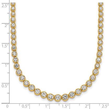 14k Yellow Gold 5 Ct. Lab Grown Diamond VS/SI+ G+ 16 inch with a 2 inch extension Graduated Bezel Set Tennis Necklace