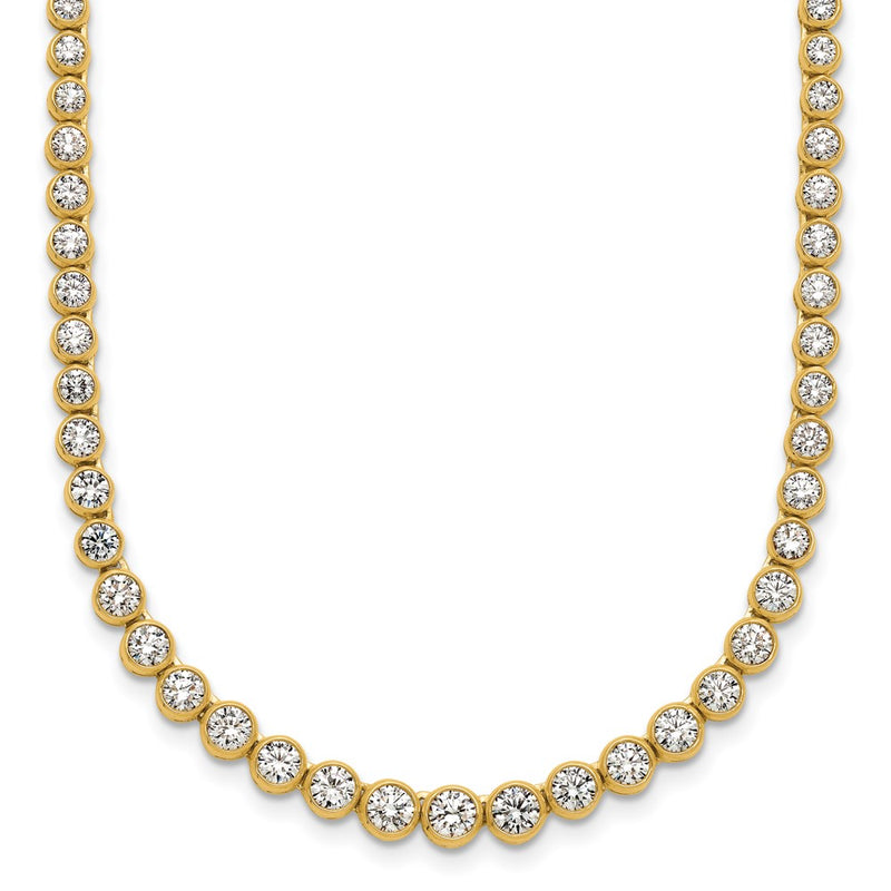 14k Yellow Gold 5 Ct. Lab Grown Diamond VS/SI+ G+ 16 inch with a 2 inch extension Graduated Bezel Set Tennis Necklace