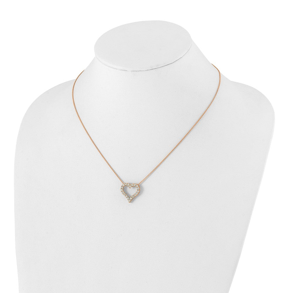14K Rose Gold True Origin 1 Carat Lab Grown Diamond Vs Def 18 Inch Open Heart Pendant Necklace