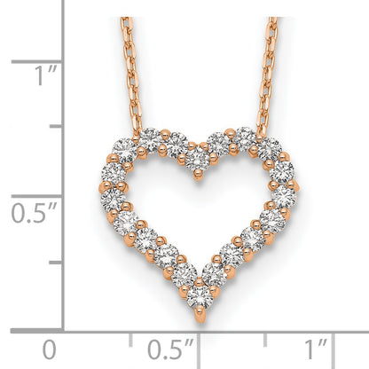 14K Rose Gold True Origin 1 Carat Lab Grown Diamond Vs Def 18 Inch Open Heart Pendant Necklace