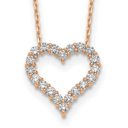 14K Rose Gold True Origin 1 Carat Lab Grown Diamond Vs Def 18 Inch Open Heart Pendant Necklace