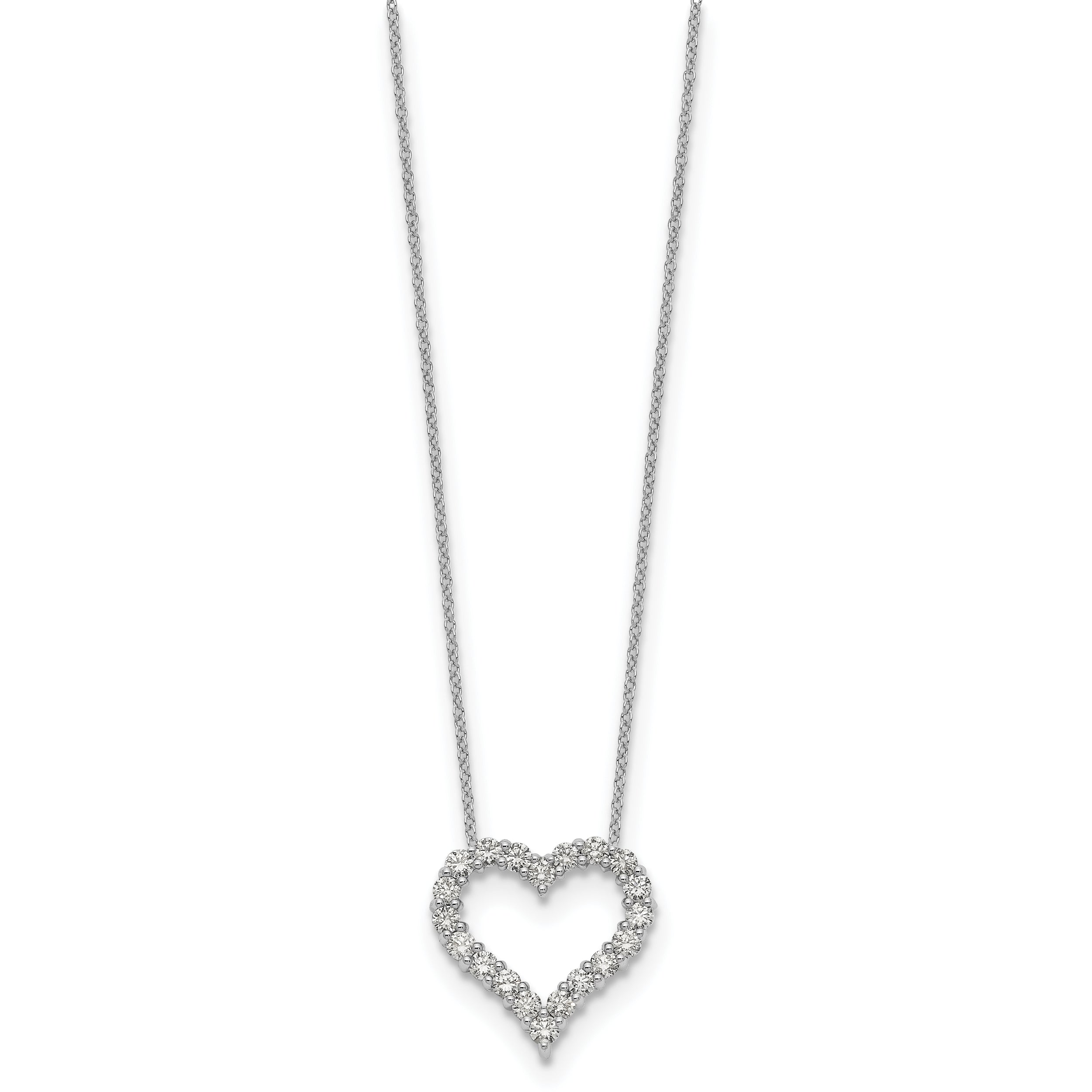 14K White Gold True Origin 1 Carat Lab Grown Diamond Vs Def 18 Inch Open Heart Pendant Necklace