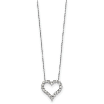 14K White Gold True Origin 1 Carat Lab Grown Diamond Vs Def 18 Inch Open Heart Pendant Necklace
