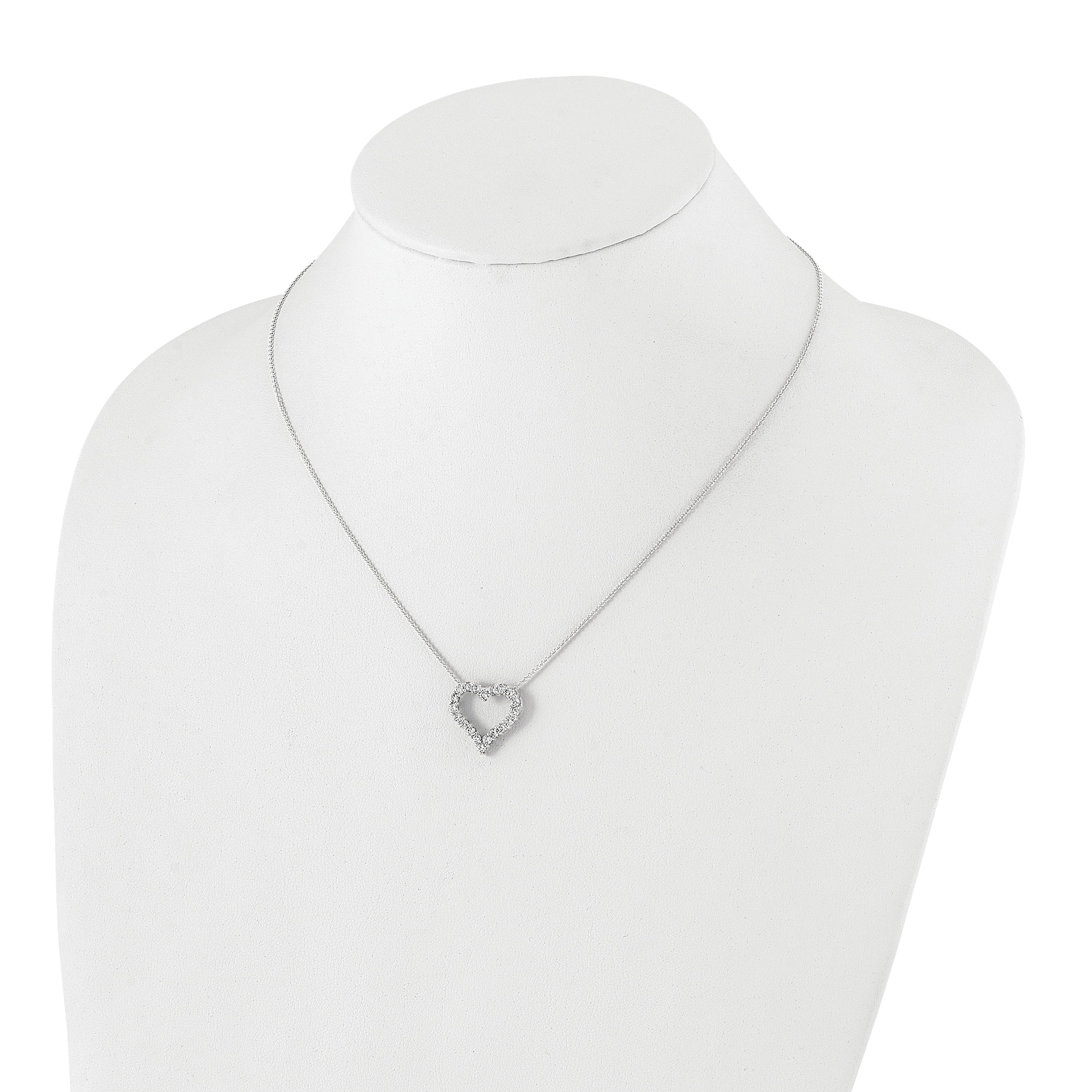 14K White Gold True Origin 1 Carat Lab Grown Diamond Vs Def 18 Inch Open Heart Pendant Necklace