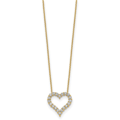 14k Yellow Gold 1 Ct. Lab Grown Diamond VS/SI+ G+ 18 inch Heart Necklace