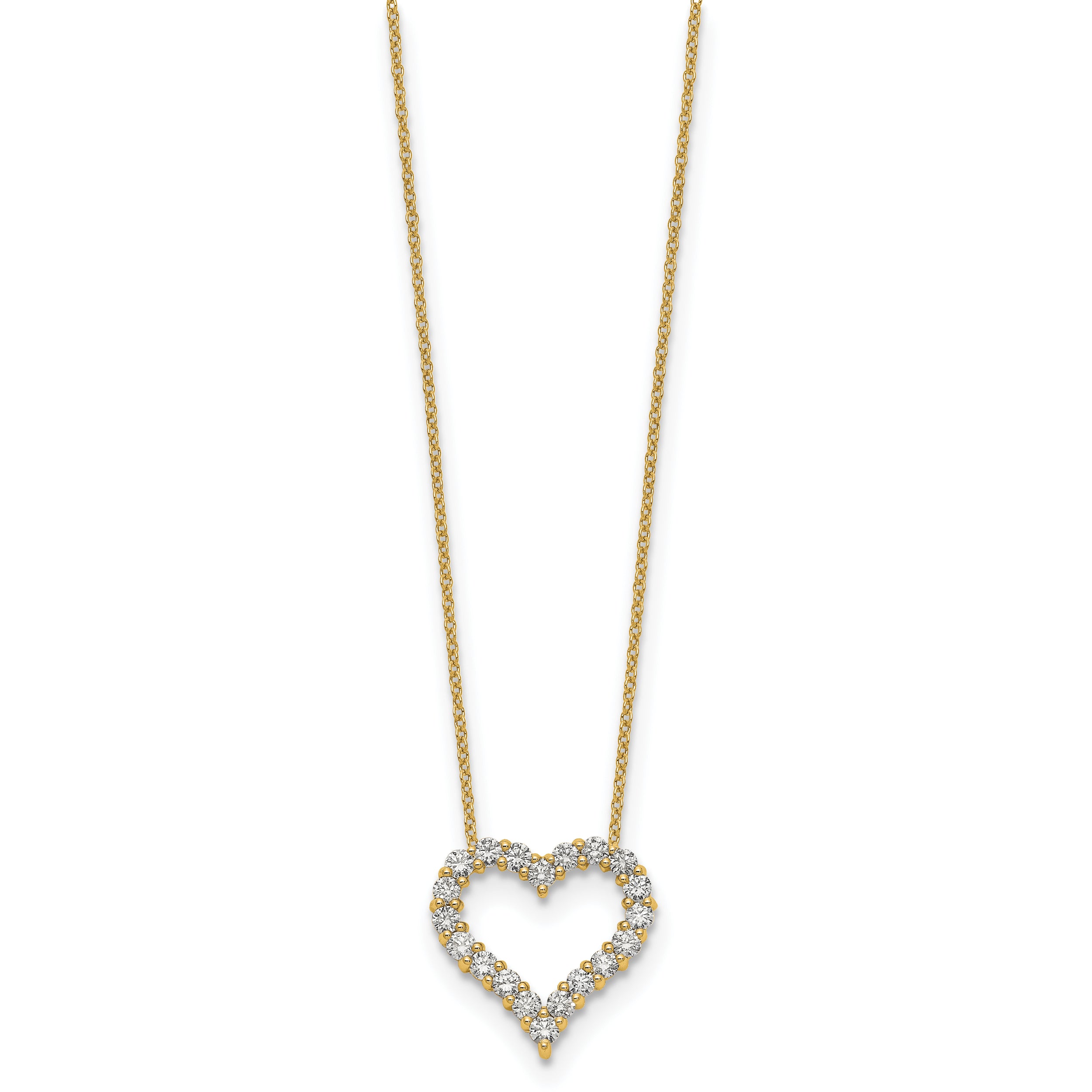 14K Yellow Gold True Origin 1 Carat Lab Grown Diamond Vs Def 18 Inch Open Heart Pendant Necklace