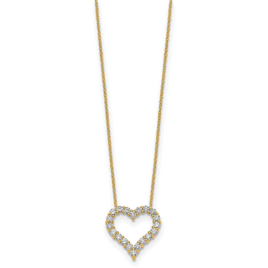 14K Yellow Gold True Origin 1 Carat Lab Grown Diamond Vs Def 18 Inch Open Heart Pendant Necklace
