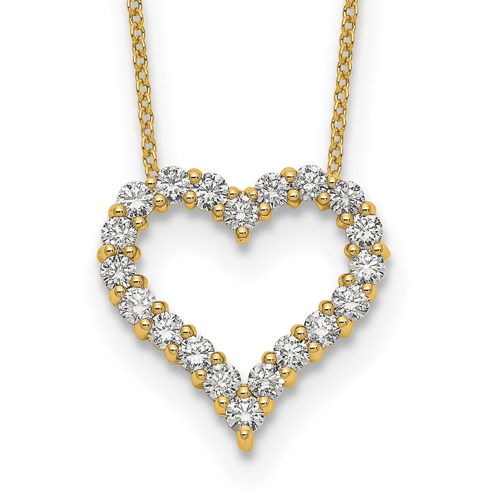 14k Yellow Gold 1 Ct. Lab Grown Diamond VS/SI+ G+ 18 inch Heart Necklace