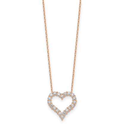 14K Rose Gold True Origin 1 1/2 Carat Lab Grown Diamond Vs Def 18 Inch Open Heart Pendant Necklace