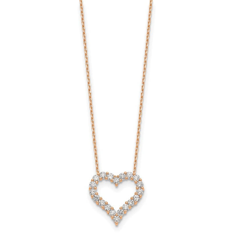 14K Rose Gold True Origin 1 1/2 Carat Lab Grown Diamond Vs Def 18 Inch Open Heart Pendant Necklace