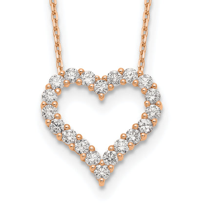 14K Rose Gold True Origin 1 1/2 Carat Lab Grown Diamond Vs Def 18 Inch Open Heart Pendant Necklace
