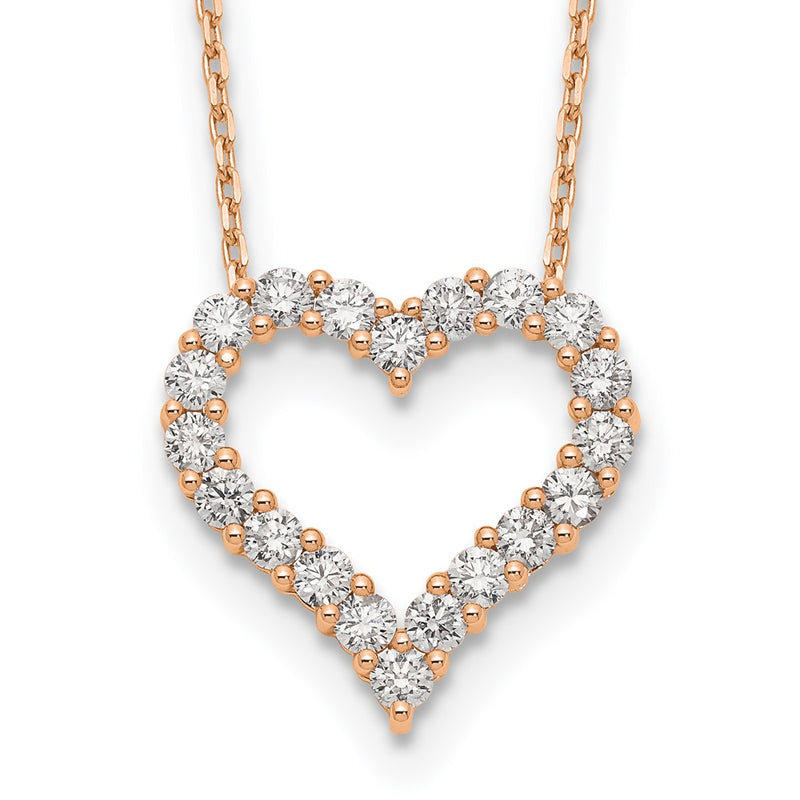 14K Rose Gold True Origin 1 1/2 Carat Lab Grown Diamond Vs Def 18 Inch Open Heart Pendant Necklace