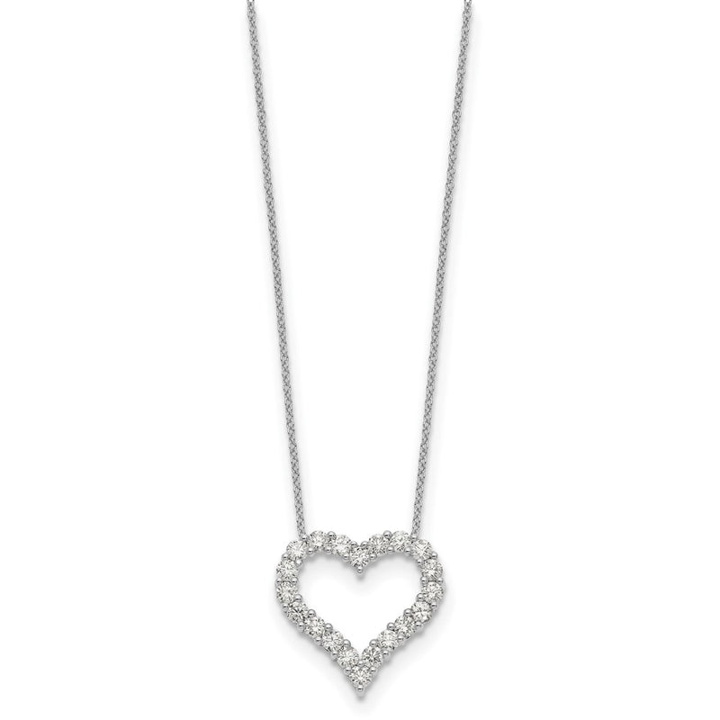 14K White Gold True Origin 1 1/2 Carat Lab Grown Diamond Vs Def 18 Inch Open Heart Pendant Necklace