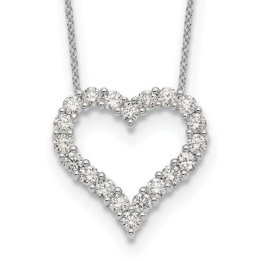 14K White Gold True Origin 1 1/2 Carat Lab Grown Diamond Vs Def 18 Inch Open Heart Pendant Necklace