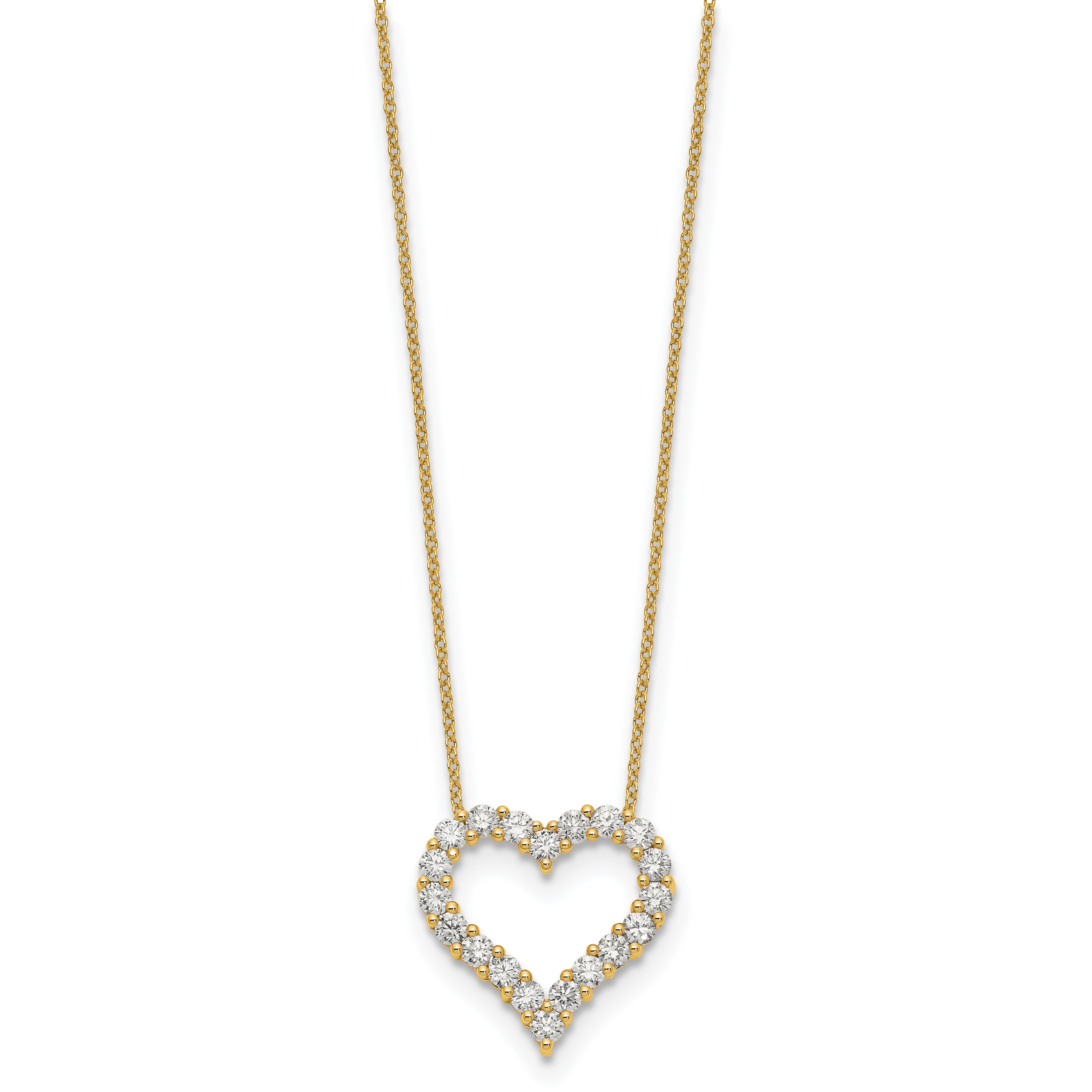 14K Yellow Gold True Origin 1 1/2 Carat Lab Grown Diamond Vs Def 18 Inch Open Heart Pendant Necklace