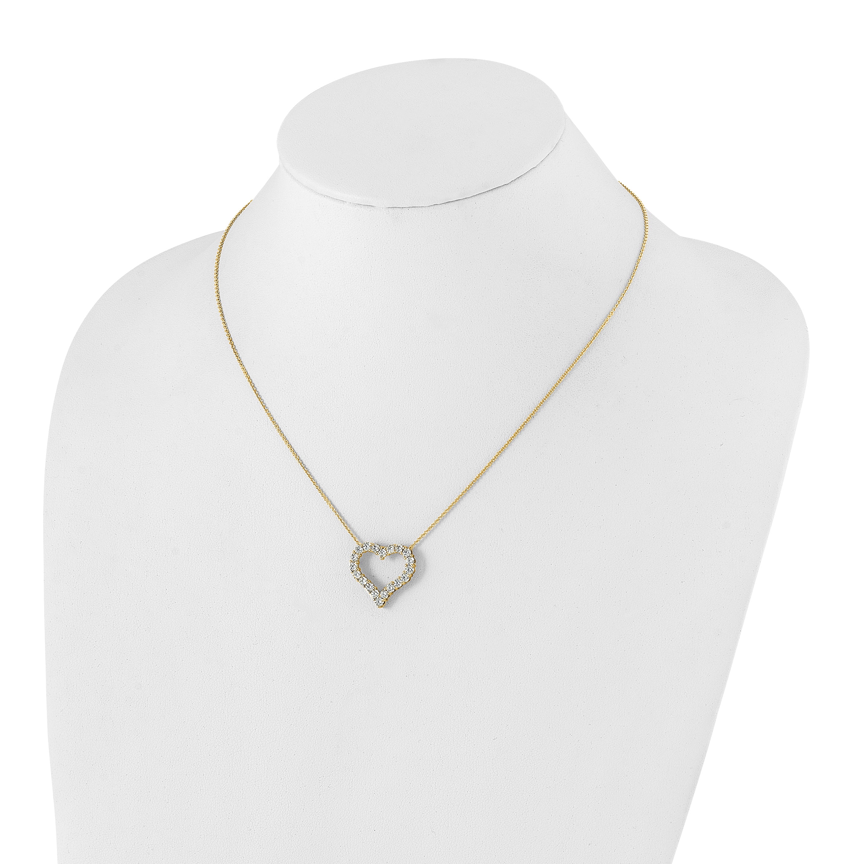 14K Yellow Gold True Origin 1 1/2 Carat Lab Grown Diamond Vs Def 18 Inch Open Heart Pendant Necklace