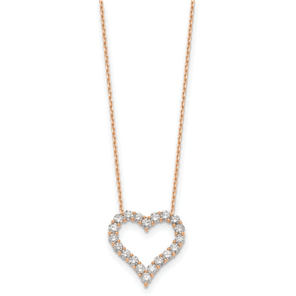 14K Rose Gold True Origin 2 Carat Lab Grown Diamond Vs Def 18 Inch Open Heart Pendant Necklace