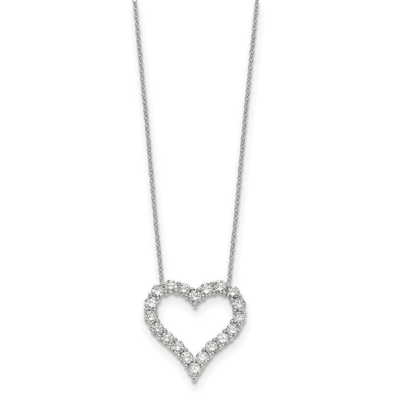 14k White Gold Real Diamond Heart Pendant