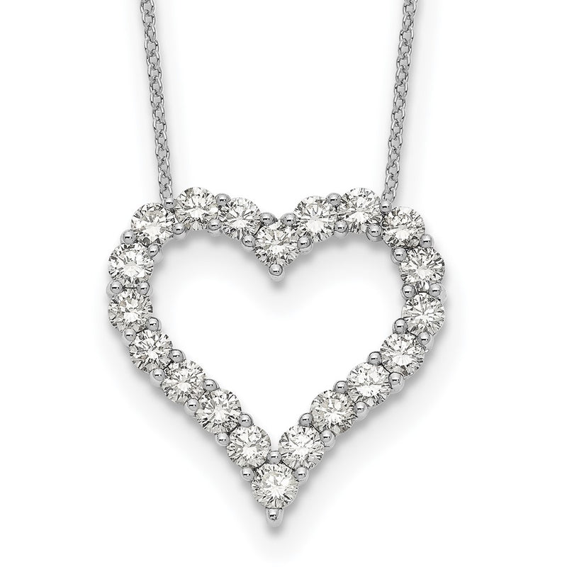 14k White Gold Real Diamond Heart Pendant