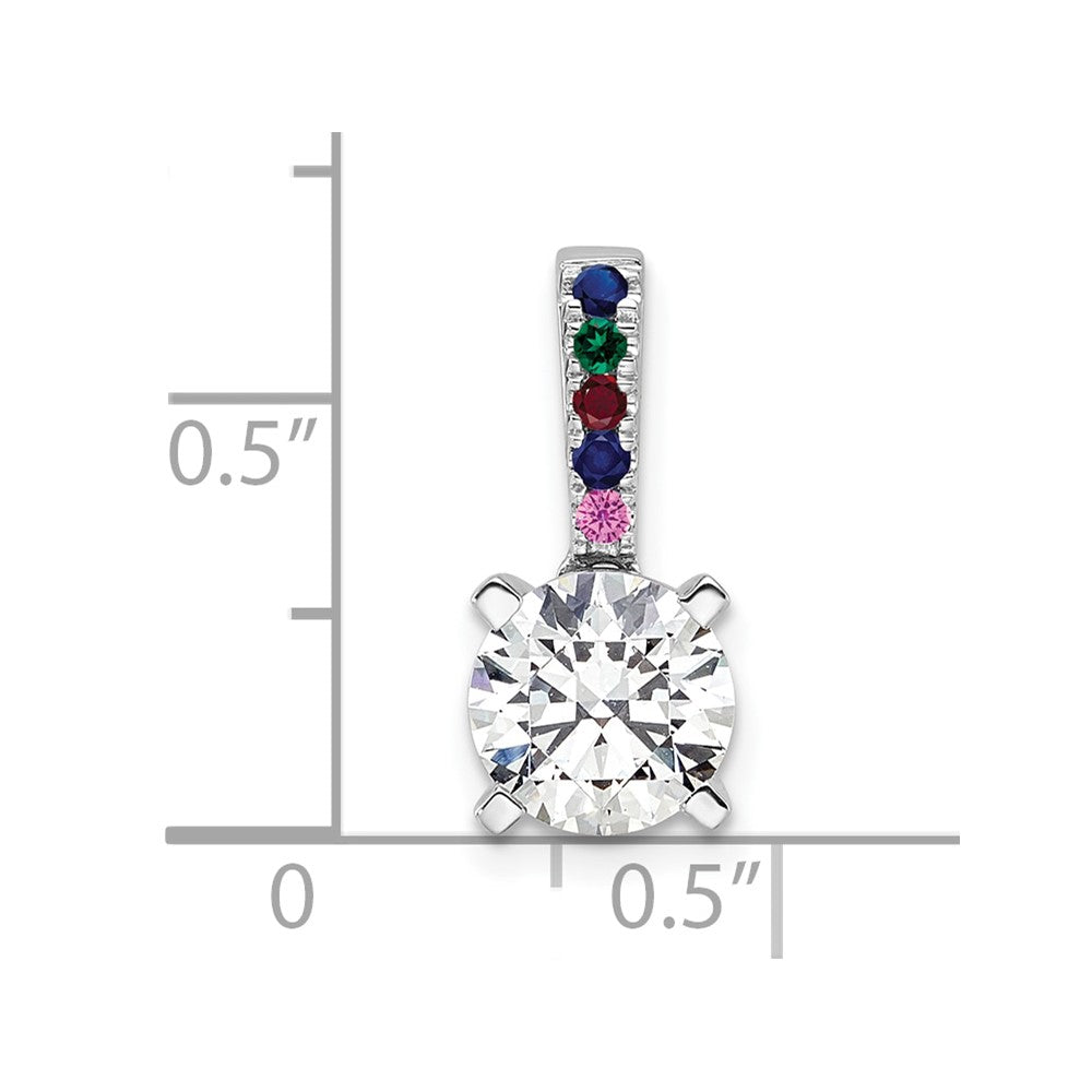 14K White Gold Lab Grown VS/SI+ G+ Diamond and Multi Gemstone Pendan