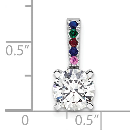 14K White Gold Lab Grown VS/SI FGH Diamond and Multi Gemstone Comp. Pendant