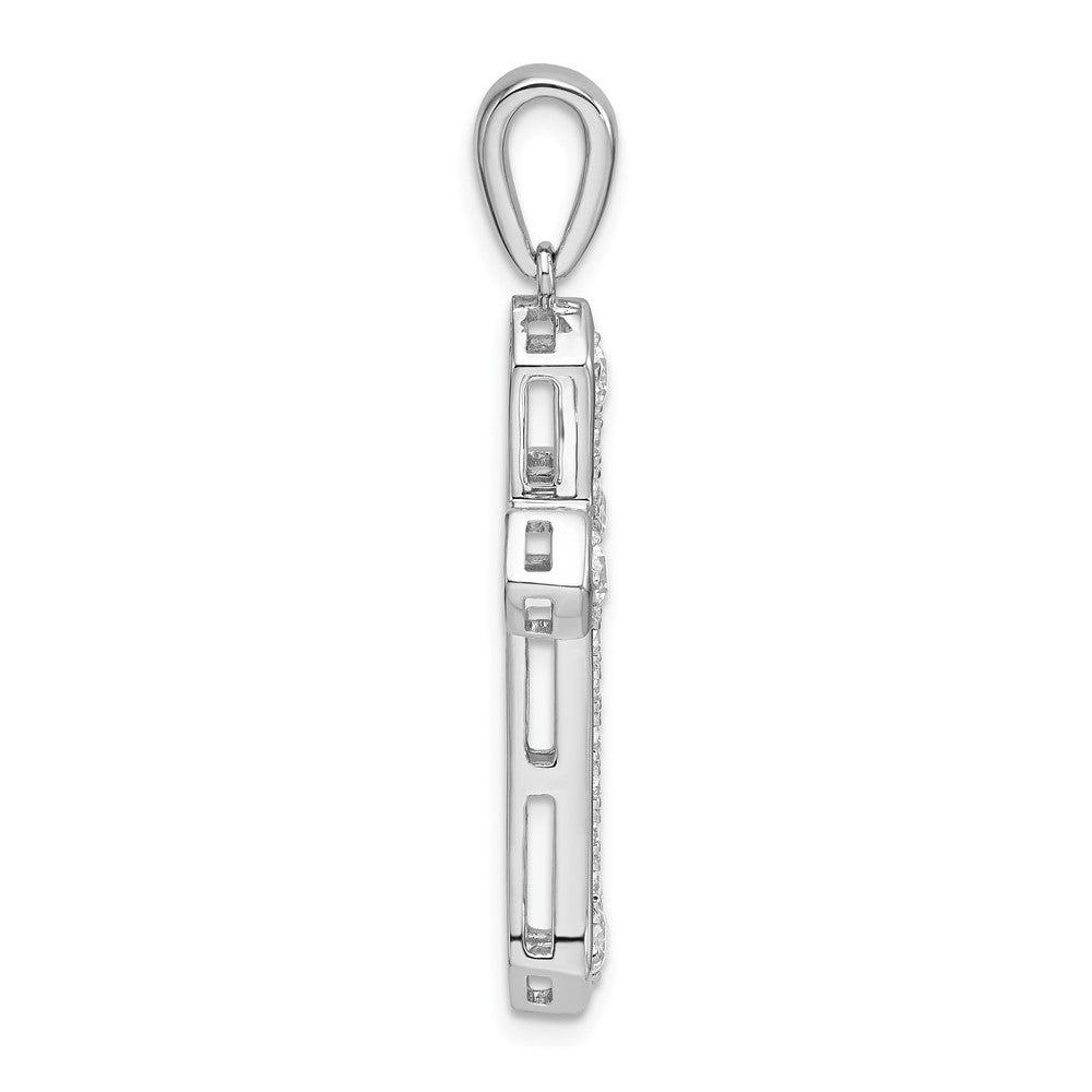 14K White Gold True Origin 3/4 Carat Lab Grown Diamond Vs D E F Cross Pendant