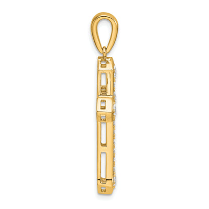 14K Yellow Gold True Origin 3/4 Carat Lab Grown Diamond Vs D E F Cross Pendant