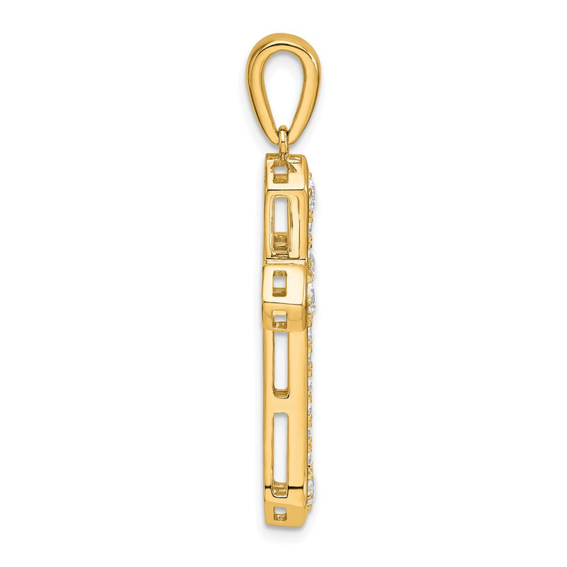 14K Yellow Gold True Origin 3/4 Carat Lab Grown Diamond Vs D E F Cross Pendant