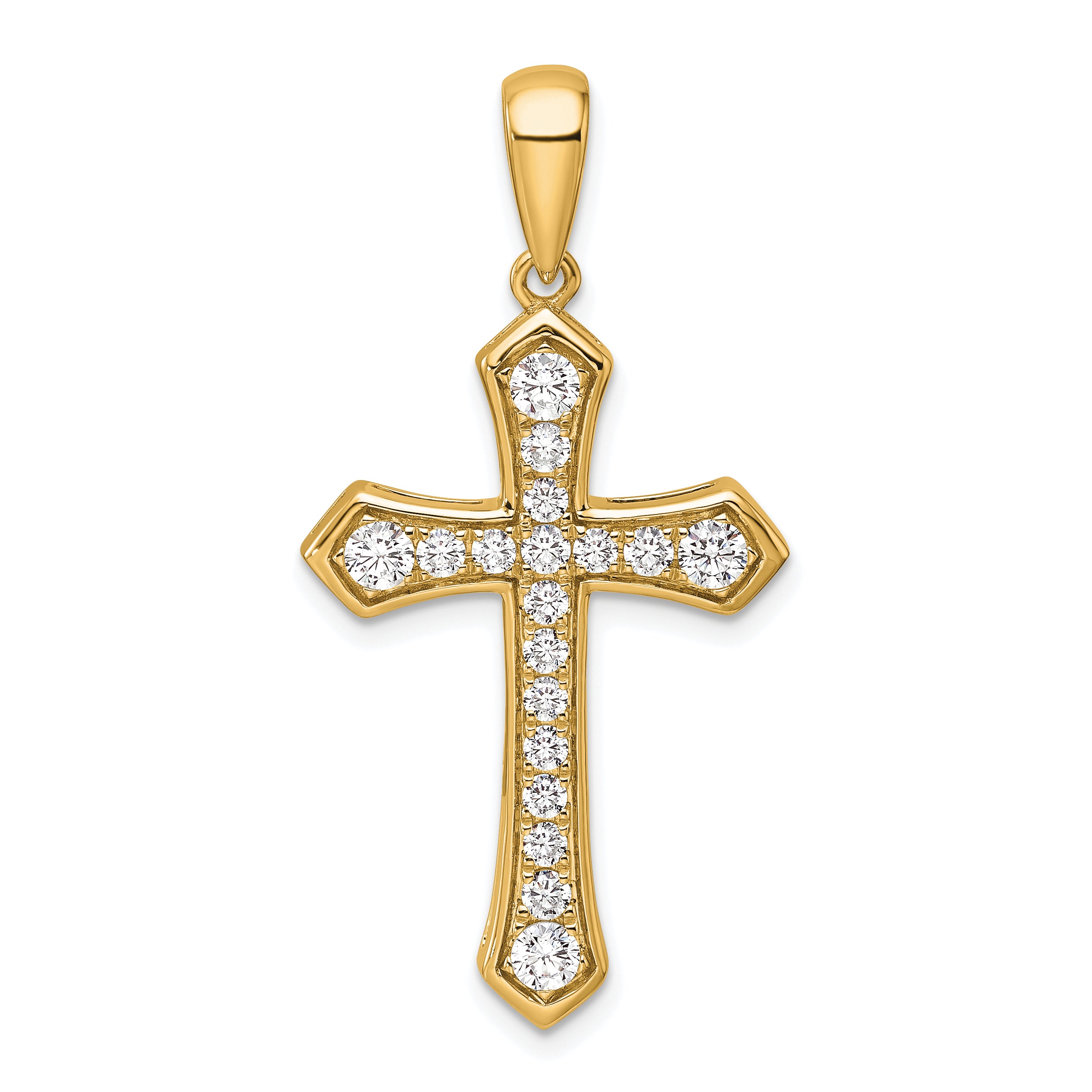 14K Yellow Gold True Origin 3/4 Carat Lab Grown Diamond Vs D E F Cross Pendant