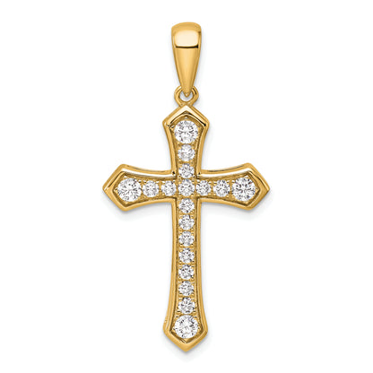 14K Yellow Gold True Origin 3/4 Carat Lab Grown Diamond Vs D E F Cross Pendant