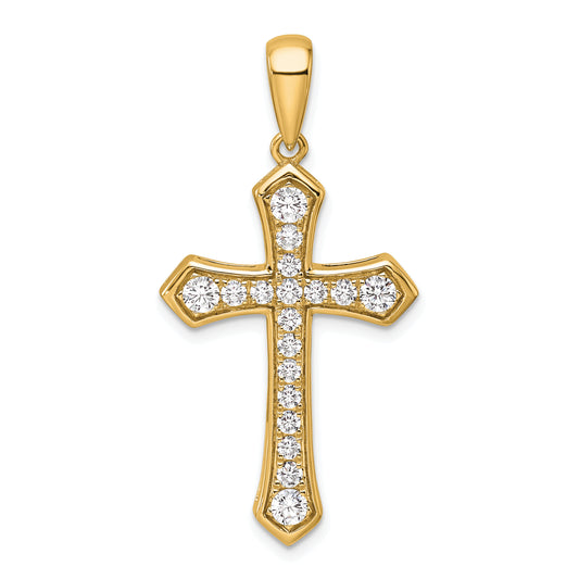 14K Yellow Gold True Origin 3/4 Carat Lab Grown Diamond Vs D E F Cross Pendant