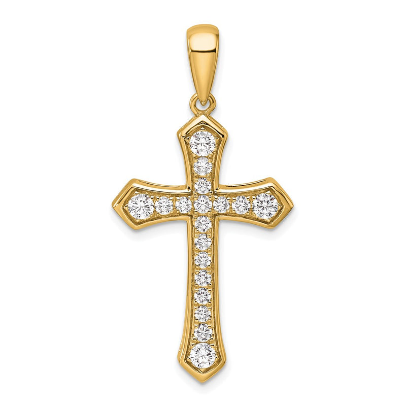 14K Yellow Gold True Origin 3/4 Carat Lab Grown Diamond Vs D E F Cross Pendant