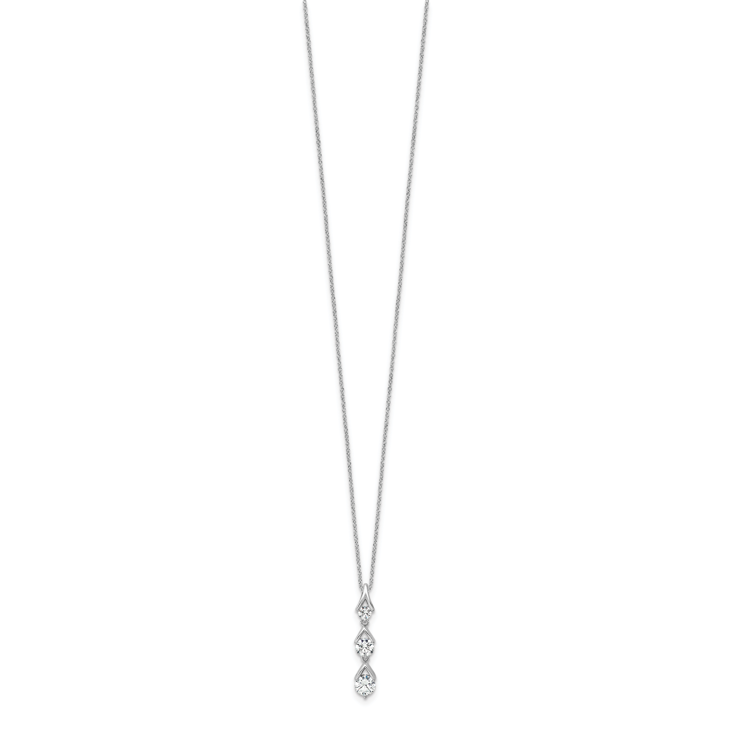14K White Gold True Origin 1 Carat Lab Grown Diamond Vs Def 18 Inch Three Stone Pendant Necklace