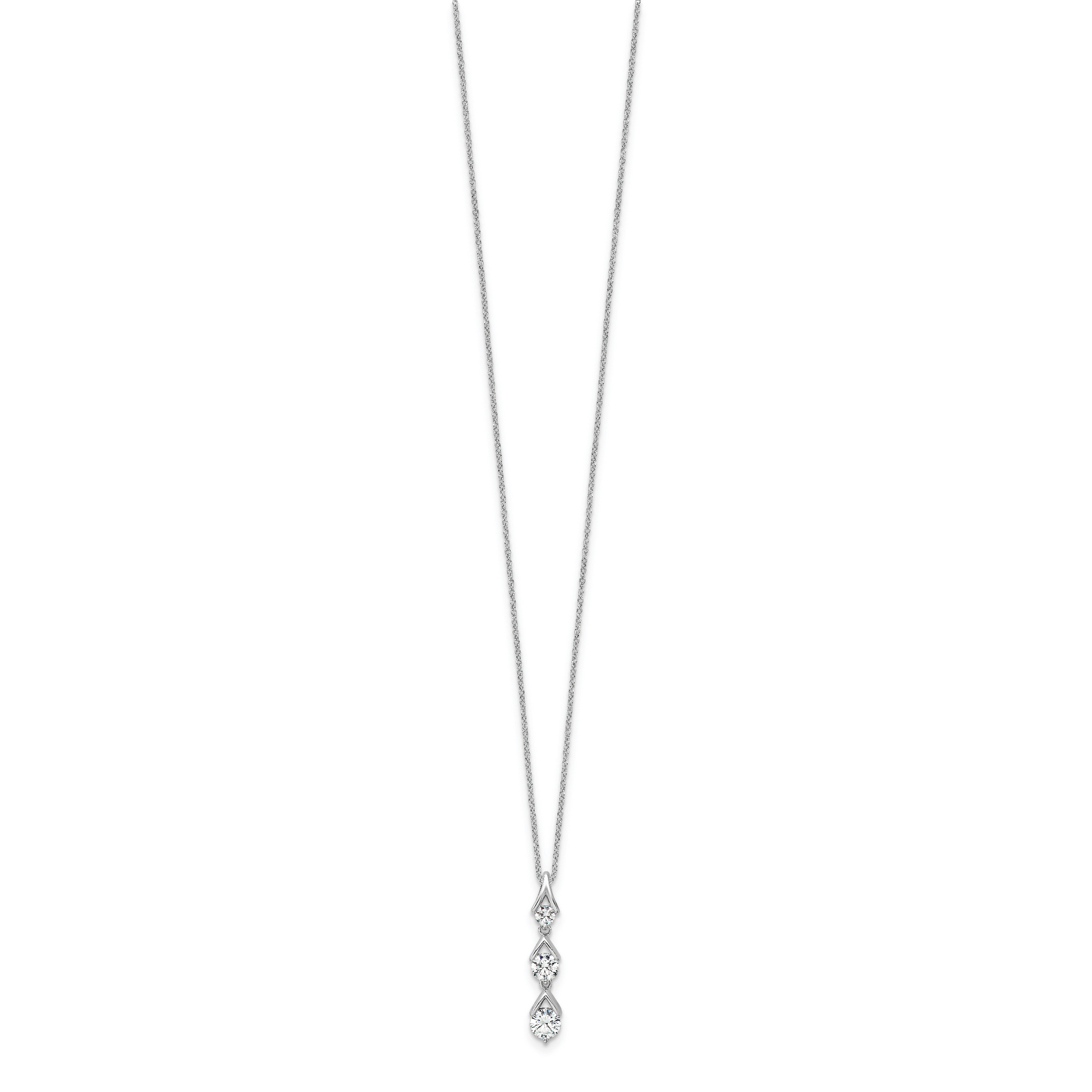 14K White Gold True Origin 1 Carat Lab Grown Diamond Vs Def 18 Inch Three Stone Pendant Necklace