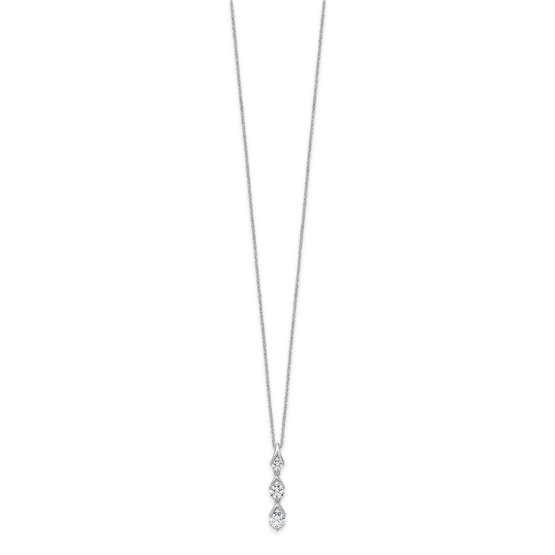 14K White Gold True Origin 1 Carat Lab Grown Diamond Vs Def 18 Inch Three Stone Pendant Necklace