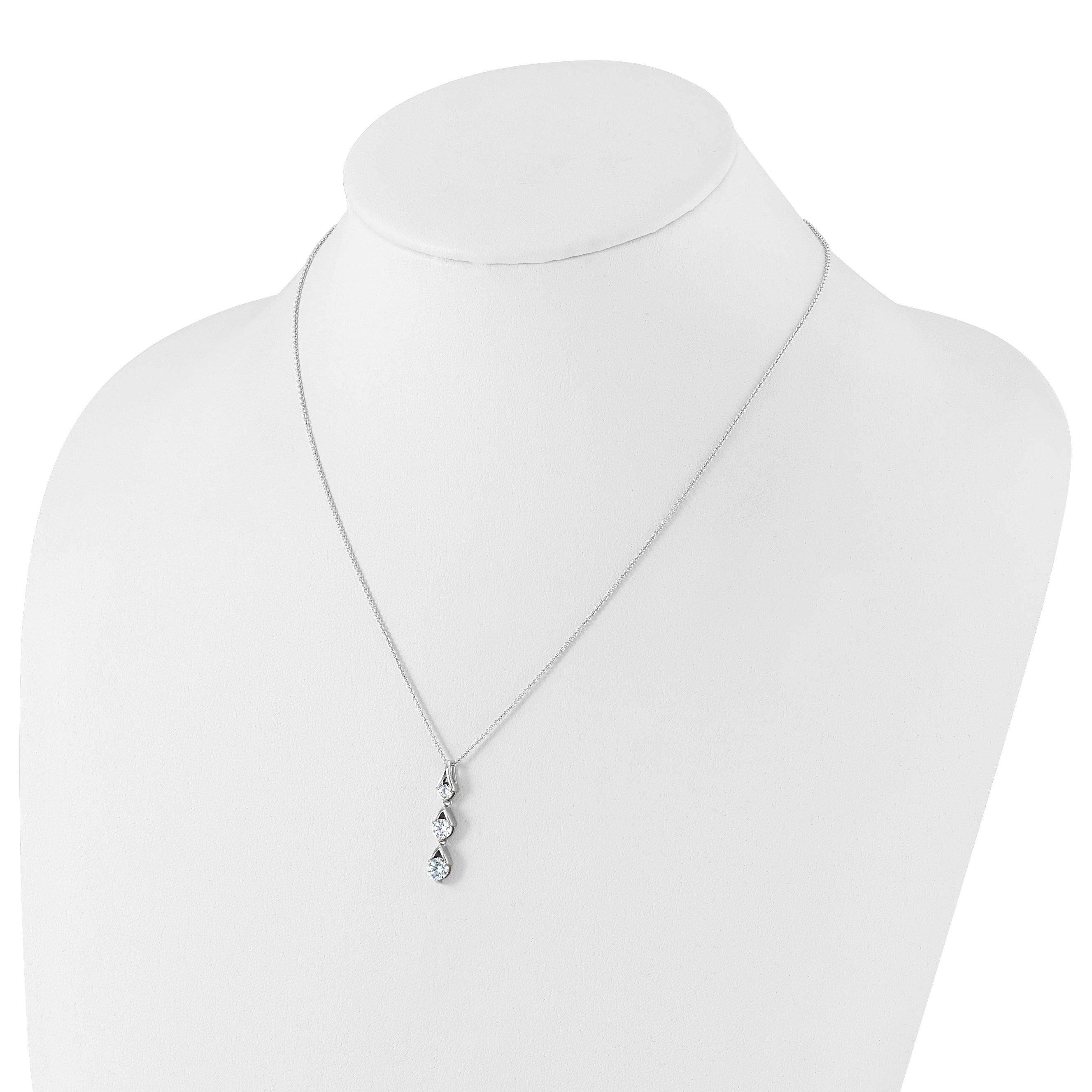 14K White Gold True Origin 1 Carat Lab Grown Diamond Vs Def 18 Inch Three Stone Pendant Necklace